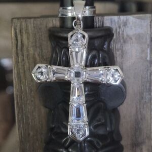 BBJ Designer Signed Sterling Silver 925 Cross Necklace Pendant Enhancer 8 grams